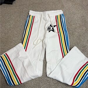 White Star-Embroidered Track Pants